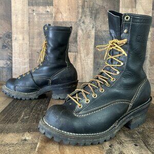 Wesco Jobmaster Vintage Logger Plain Toe Work Boots Mens 9.5 D
